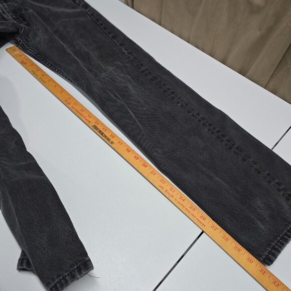 Levi’s 505 Jeans Mens 36x34 (Fits 34x31) Black Straight Denim‎ Grunge Streetwear - Picture 11 of 13